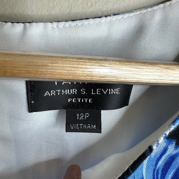 Tahari Sleeveless Midi Dress Sz 12P Blue‎ Abstract Stripe Coastal Summer Fitted - Picture 6 of 14